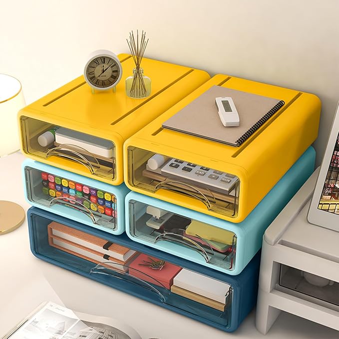 Desk Organizer with Drawers, Stackable Storage Drawers with Compartments - Image 4