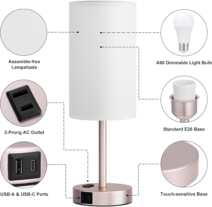 Fenmzee Antique White Bedside Table Lamp - Image 6
