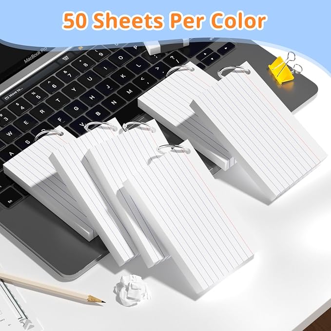Index Cards 3x5 Inches, Punched Lined Study Card Ruled Flashcards Notecards - Image 5