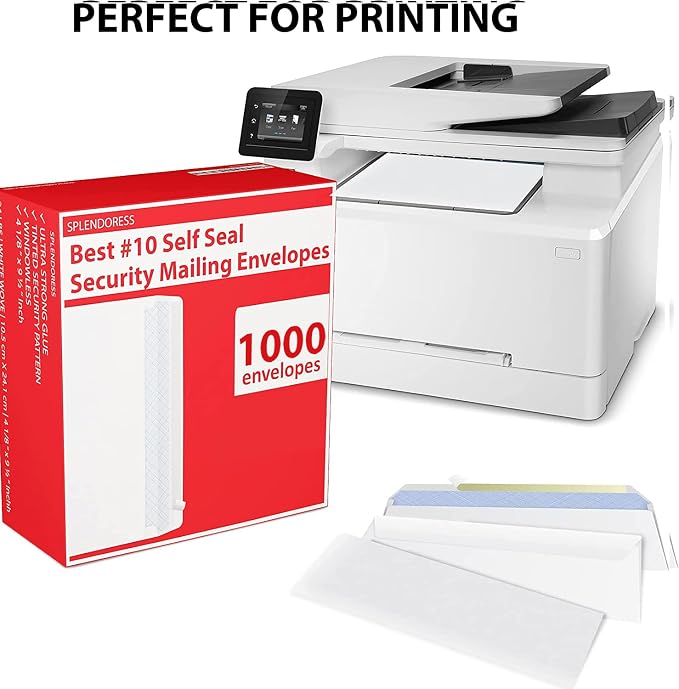 #10 Envelopes Letter Size Self Seal | 1, 000 Business Mailing Security Peel and - Image 2