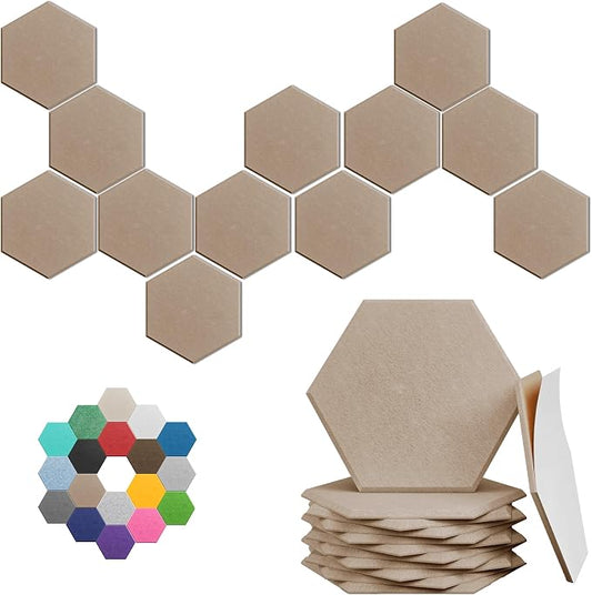 Hexagonal Acoustic Panels-12 Pack High-Density Sound Absorbing Panels by UNECHOACOUSTIC