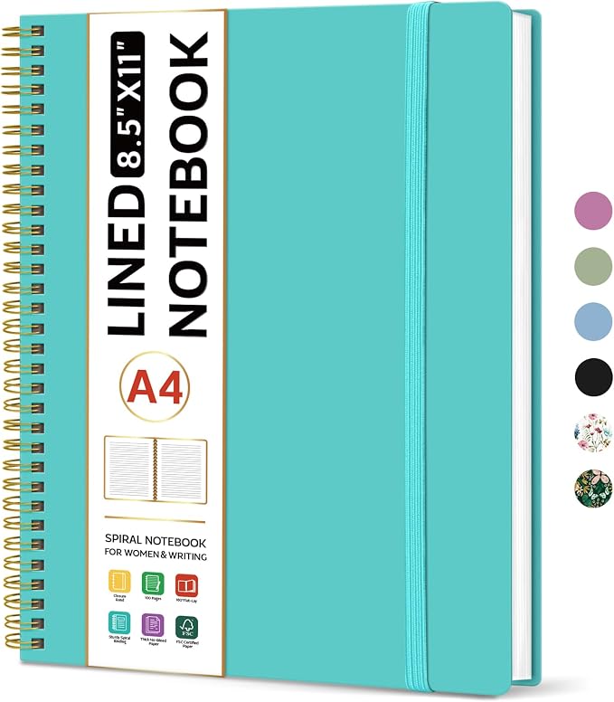 Taja Spiral Lined Notebook, 8.5"x11" Notebooks by Taja