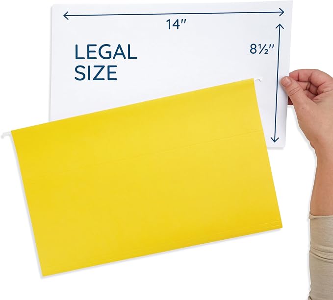 25 Blue Summit Supplies Yellow Legal Size Hanging File Folders - Image 2