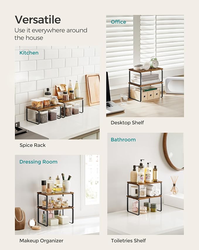 SONGMICS Cabinet Organizer Shelf, Kitchen Storage, Spice Rack, Expandable - Image 5