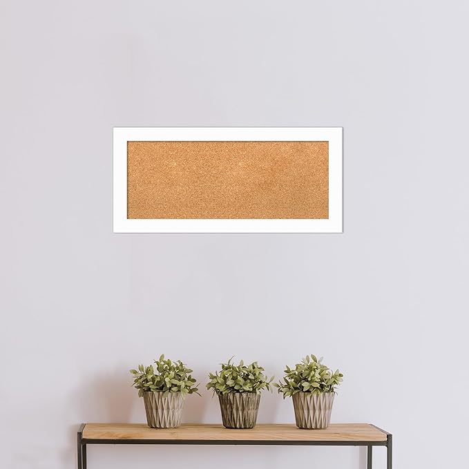 Amanti Art Natural Cork Board for Wall, 15x33 Vision Board with White Frame, Medium Corkboard Office Decor for Home Organization, Casual Corkboard Pinboard to Display Items for Home Organization in-DeskLoop Office