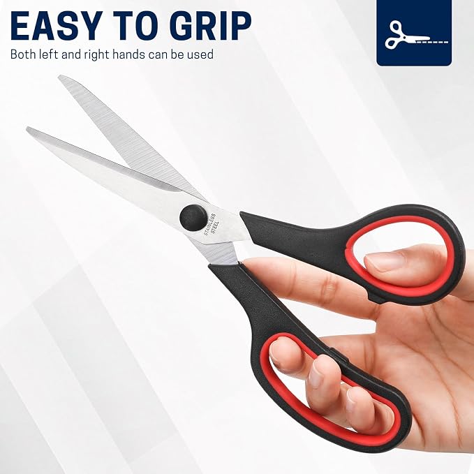 BURVAGY 8" 20 Pack All Purpose Heavy Duty Scissors- Comfort-Grip Sharp Scissors - Image 7