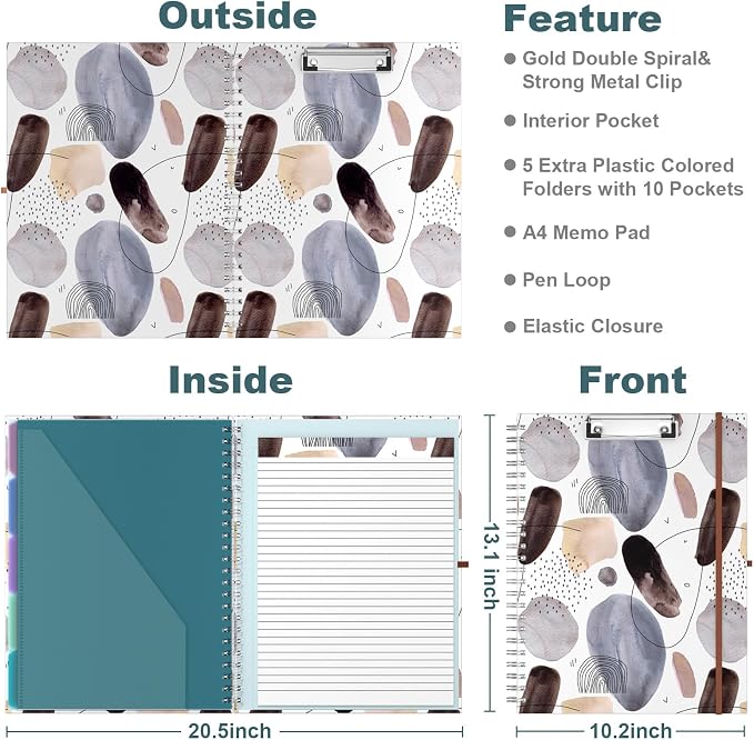 Hongri Clipboard Folio with Refillable Lined Notepad, 8.5 x 11 Folders with - Image 3