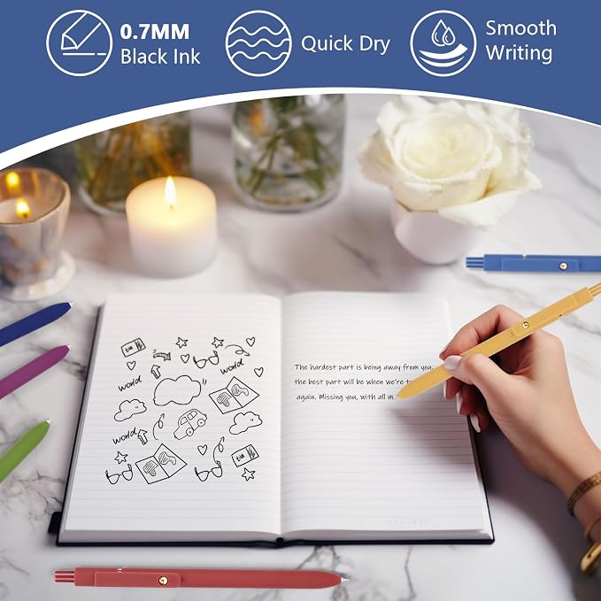 FIOVER 12Pcs Gel Pens, 0.7mm Medium Point Smooth Writing Pen, Cute Aesthetic - Image 3