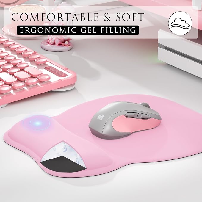 MROCO Ergonomic Mouse Pad with Gel Wrist Rest, 9.4 x 8.1 in, Pale Pink | - Image 4