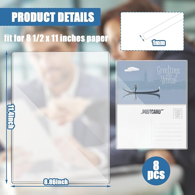 8 1/2" x 11" Rigid Print Protectors Clear Sheet Protectors Hard Plastic Paper - Image 6