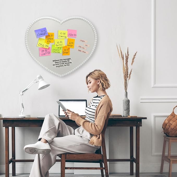 Large Heart-Shaped Linen Cork Bulletin Board - Image 8