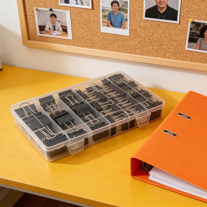 106 Pcs Black Binder Clips Paper Clamps Kit Assorted Sizes Large, Small，X Small - Image 5