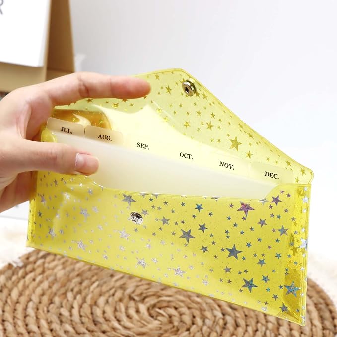 Cash Envelope Wallet 6-Tab Divider Pockets Cash Stuffing Envelopes Glitter PVC - Image 2