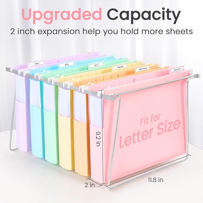 Sooez Extra Capacity Plastic Hanging File Folders, File Organizer - Image 2