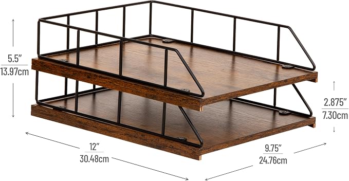 Mind Reader 2-Tier Rustic Letter Tray Organizer - Image 3