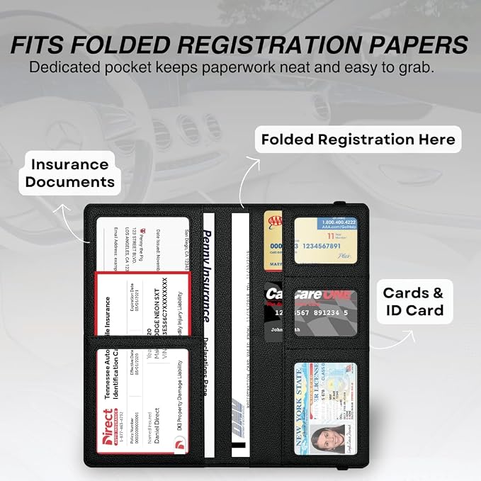 LINTRU 6-Pocket Car Registration & Insurance Card Holder - Image 2
