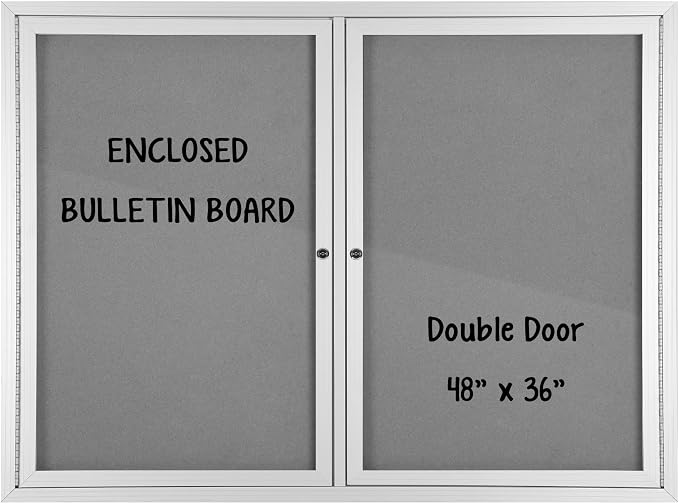 INNOVART Enclosed Bulletin Board 48” x 36”, Lockable Fabric Noticeboard by INNOVART