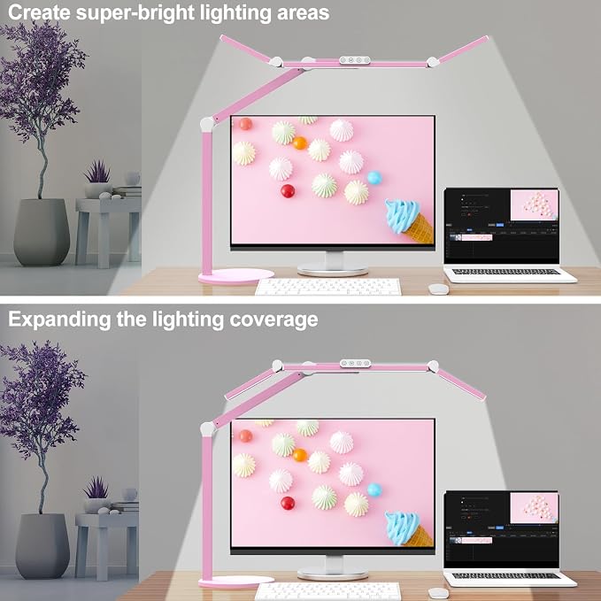 Micomlan Led Desk Lamp with Base, Adjustable Tall Architect Desk Light - Image 2