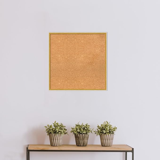 Amanti Art Natural Cork Board for Wall, 25x25 Vision Board with White Frame, Medium Corkboard Office Decor for Home Organization, Modern Corkboard Pinboard to Display Items for Home Organization in-DeskLoop Office