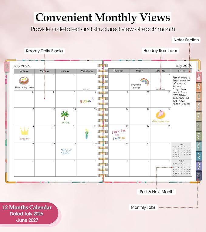 Academic Planner 2026-2027, Hardcover Leather Weekly and Monthly Calendar - Image 2
