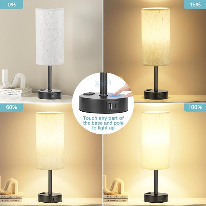 Light Beige Table Lamp for Nightstand - Image 2