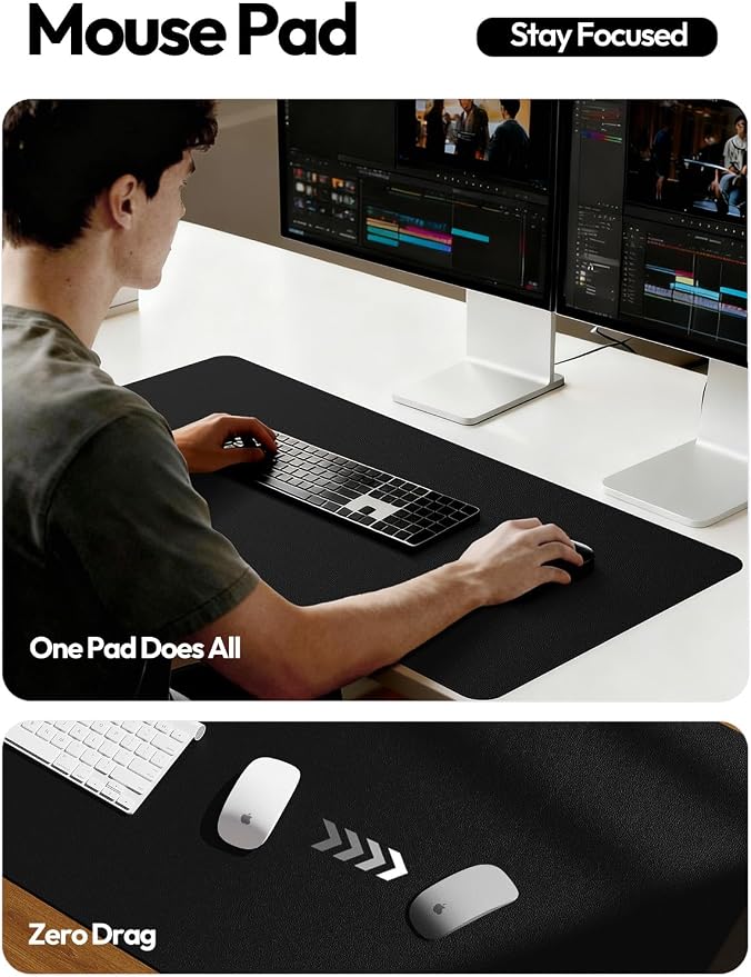 YSAGi Leather Desk Pad Protector, Office Desk Mat, Large Mouse Pad, Non-Slip PU - Image 5