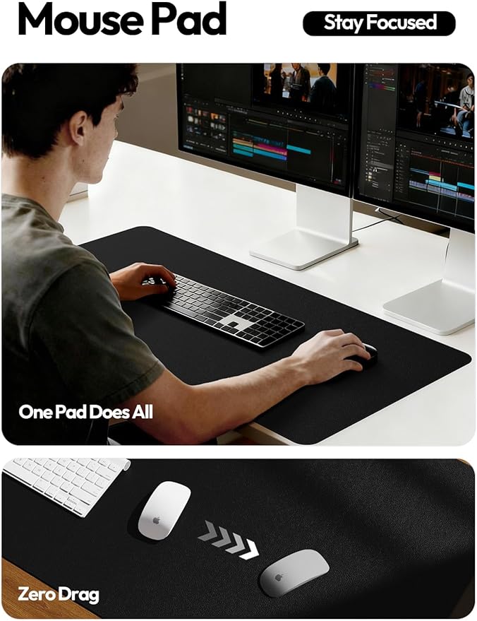 YSAGi Leather Desk Protector, Office Mat, Large Mouse Mat, Non-Slip PU Leather - Image 4