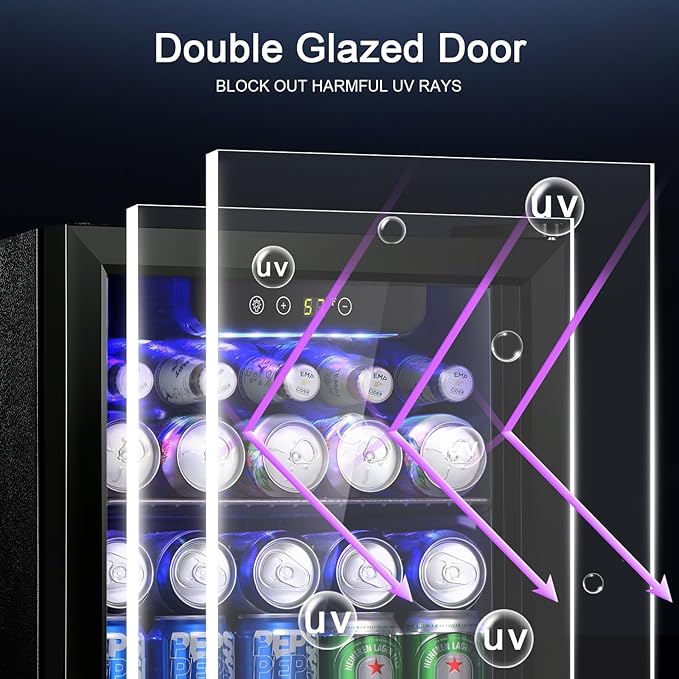 Antarctic Star 12 Bottle/48 Can Beverage Refrigerator, Wine Cooler/Cabinet, Mini Drink Fridge, Clear Front Glass Door Counter Top Red Cellar Beer Soda Bar Quiet Compressor Freestanding 1.3 cu.ft.-DeskLoop Office