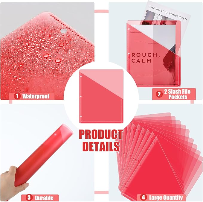 Seajan 48 Pcs Pocket Folders for 3 Ring Binder Clear Plastic Folders Sleeves - Image 3