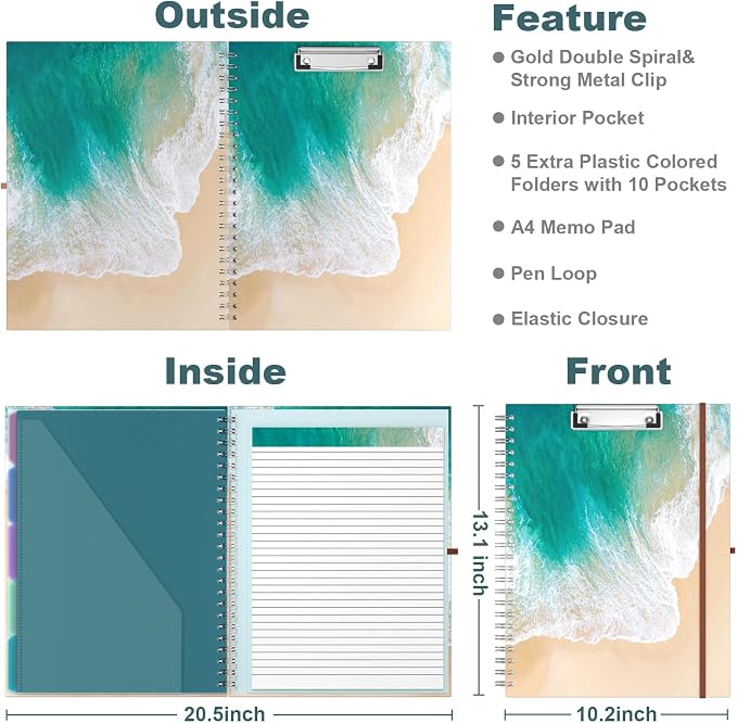 Hongri Clipboard Folio with Refillable Lined Notepad, 8.5 x 11 Folders with - Image 3