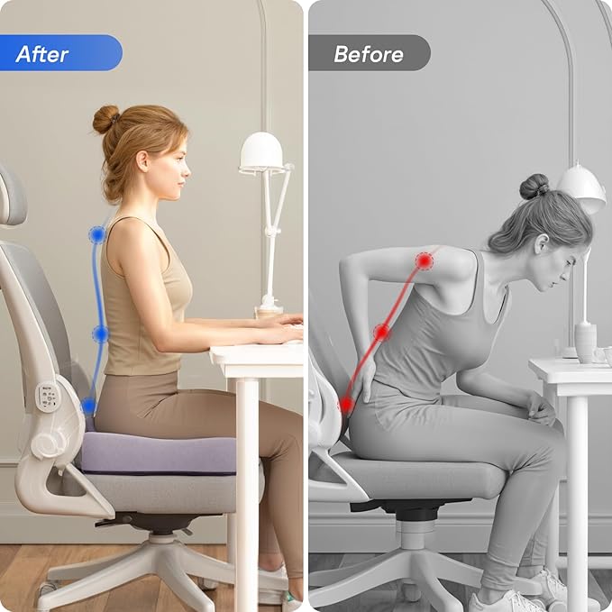 Seat Cushions for Office Chairs - Pressure Relief Seat Cushion - Car Seat Cushions for Pressure Relief, Tailbone Pain, Sciatica & Back Pain Relief for Office Chairs (Purple)-DeskLoop Office