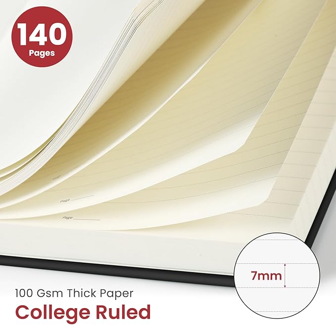 Taja Lined Spiral Journal Notebook for Work, 6 Pack, 140 Pages, College Ruled Hardcover Notebook Journal for Women, 6 Pcs, Journals for Writing, A5(6"x8") - Black-DeskLoop Office