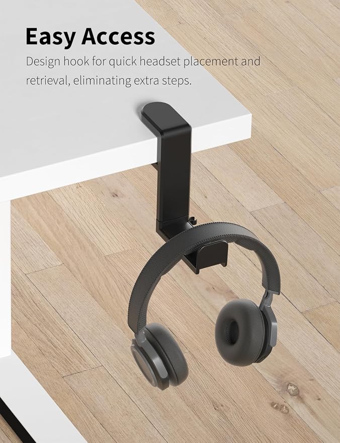 Headphone Hook Under Desk Holder 360-Degree Adjustable Rotation, easy spring - Image 6