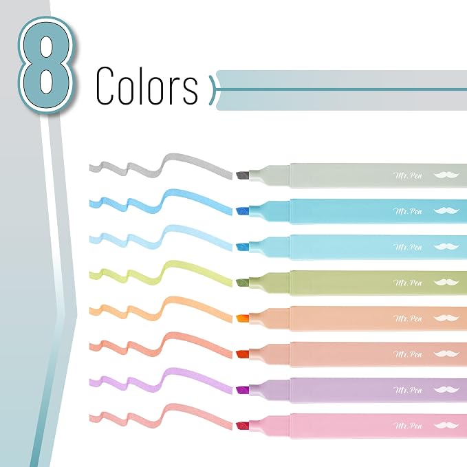 Mr. Pen- Aesthetic Highlighters No Bleed, 8 Pack, Cute Highlighters Assorted - Image 2