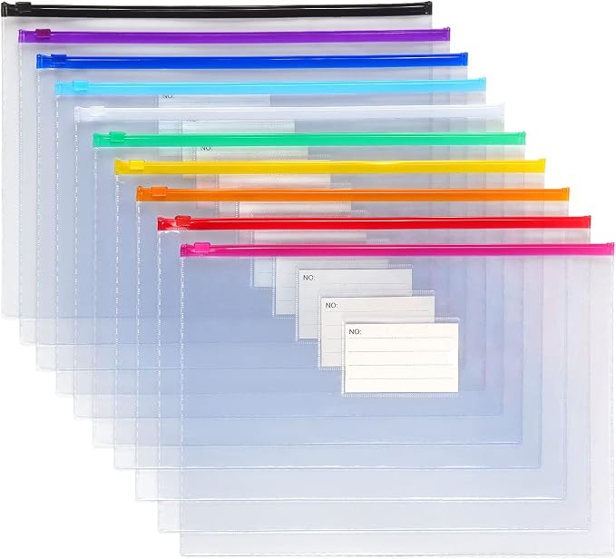 Tamaki 10 Pack Plastic Envelope, Files Zipper Folders, 13 x 9.25 Inch | Poly - Image 2
