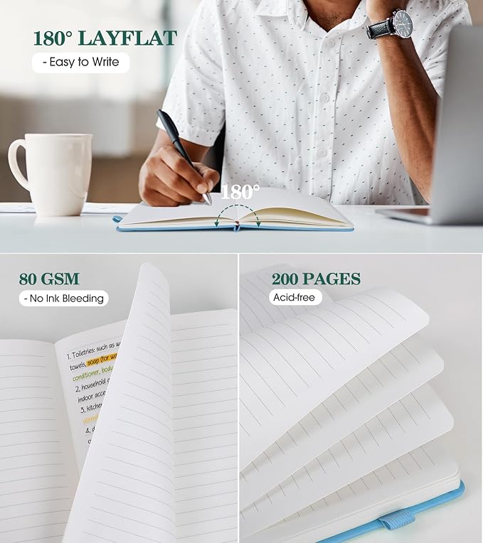 Lined Journal Notebook for Men Women, A5 Leather Journals for Writing, Travel - Image 3