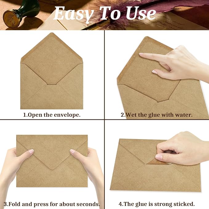 200 Pack A7 Envelopes, Kraft Greeting Card Envelopes Self Seal, 5.24 x 7.24 in - Image 4