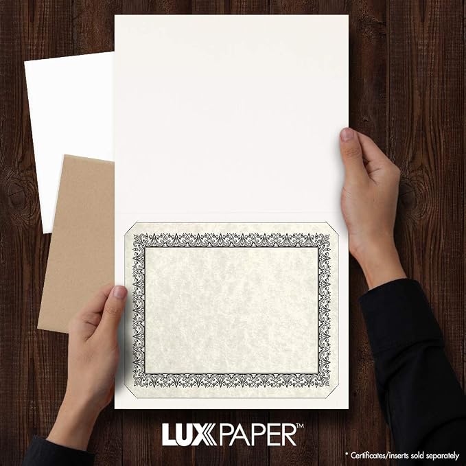 LUXPaper 9.5" x 12" Certificate Holders | White Linen | 100lb. Cover | 50 Qty - Image 3
