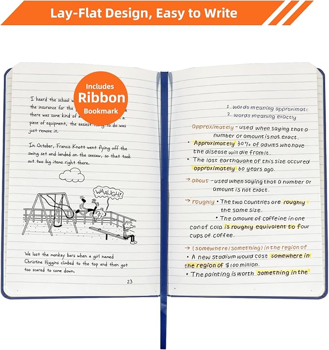 BOSSAND Lined Journal Notebook, A5 Journals for Writing, 200 Pages 100 GSM Thick Classic Ruled Paper, Hardcover, 8.25 inches x 5.75 inches, Navy Blue-DeskLoop Office