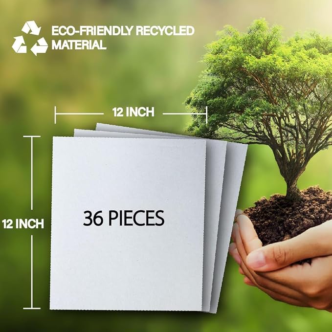 36 Packs 12x12 Inch Cardboard Sheets, Premium White Corrugated Cardboard - Image 2