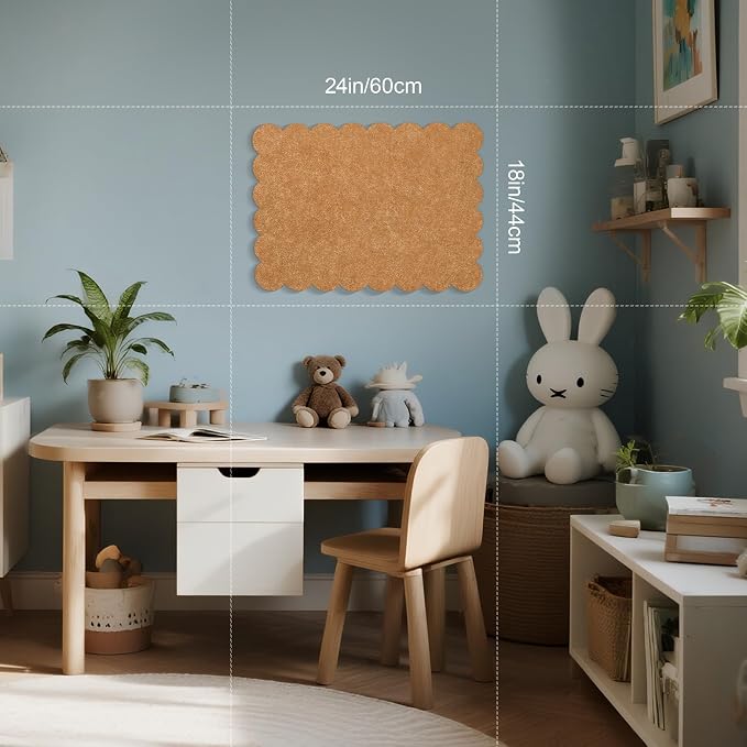 Lightomorrow Scalloped Bulletin Board, 24 x 18 Inches Felt Pin Board - Image 3