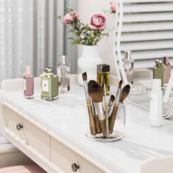 MaxGear Acrylic Pen Holder 2-Pack, Round Makeup Brush Holder & Pencil Cup | - Image 5