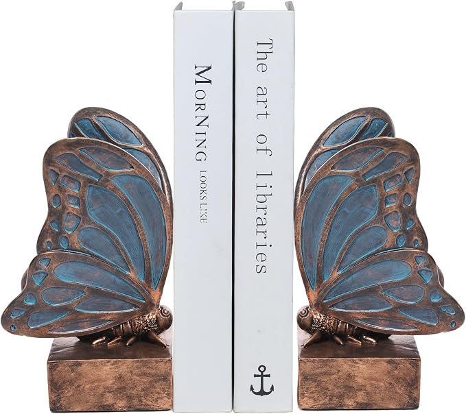 Vintage Blue Butterfly Bookends, Resin Book Ends by Kakizzy