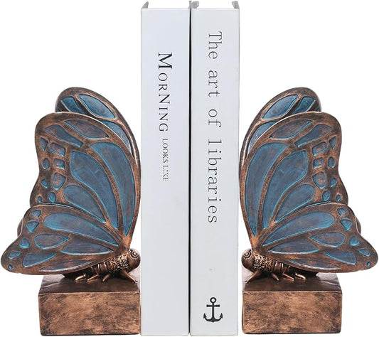 Vintage Blue Butterfly Bookends, Resin Book Ends by Kakizzy