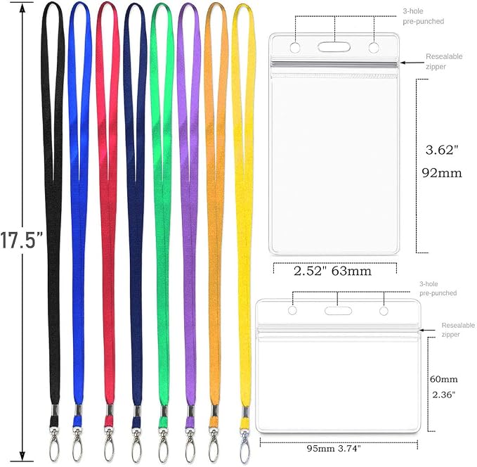 Lanyard with ID Holder 50 Pcs Waterproof Name Tag Badge ID Card Holders ID Pass - Image 2