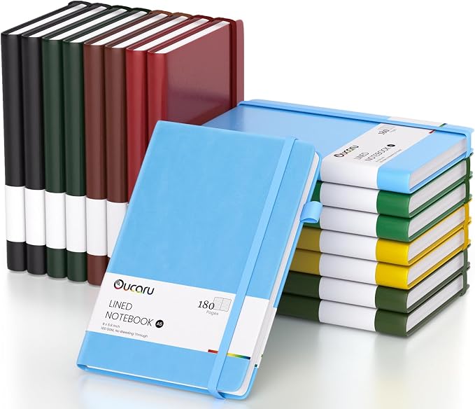 Oucaru Lined Journal Notebook, 16 Pack, 180 Pages, A5 Journals by Oucaru