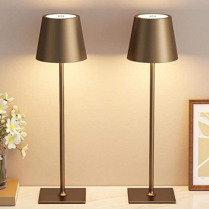 Kakanuo Brown Cordless Rechargeable Table Lamp 5000mAh Battery Operated Lamps - Image 8