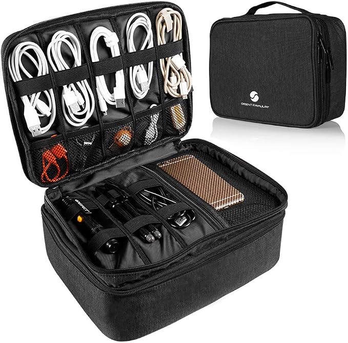Travel Electronics Organizer, Waterproof Cable Organizer Bag by ORIENTFAMULAY