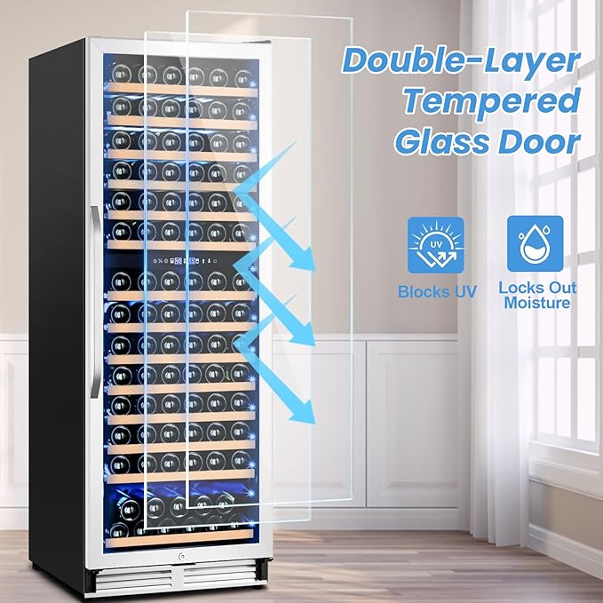 180 Bottles Wine Fridge 24 Inch Dual Zone Wine Cooler Refrigerator Freestanding Wine Refrigerator with Glass Door and Safety Lock, Large Wine Cellar for Home, Office, Kitchen-DeskLoop Office
