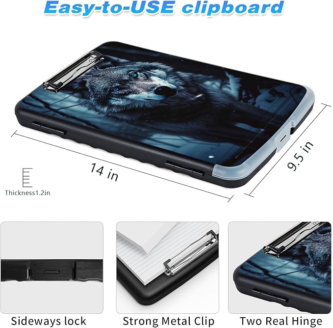Clipboard with Storage, High Capacity Grey Wolf Storage Clipboard 9.5x14 with - Image 3